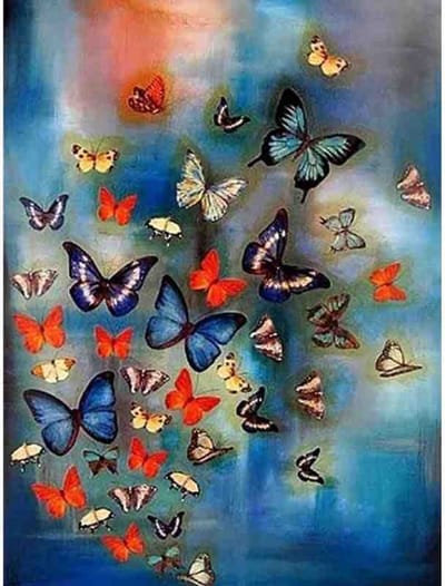 Diamond painting - Vlinders - Geproduceerd in Nederland - 30 x 40 cm - canvas materiaal - vierkante steentjes - Binnen 2-3 werkdagen in huis