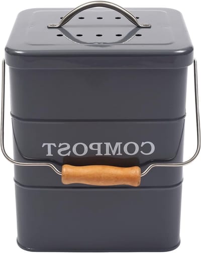Compostbak 6L voor Keukenafval met Actieve Koolstoffilters, Deksel en Handvat voor Efficiënte Afvalscheiding en Duurzaam Composteren