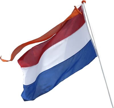 Nederlandse vlag met oranje wimpel - 100 x 150 cm - EK / WK voetbal / Koningsdag / oranje supporter versiering