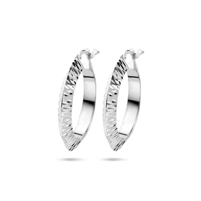 Zilver Gerhodineerd Oorringen Spitse Buis Gediamanteerd 1336875