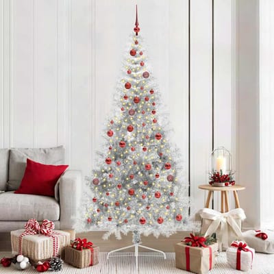 vidaXL Kunstmatig Voorverlicht Kerstboom met 300 LED Zilver 210 cm PET