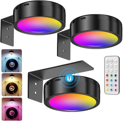 Daity 3-delige set - LED-kunstdisplaylamp - draadloze schilderlamp - 13 RGB-kleuren - dimbaar - met afstandsbediening
