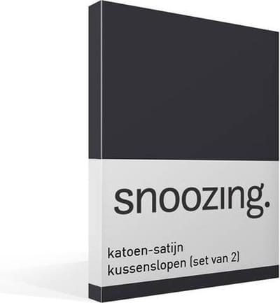 Snoozing - Katoen-satijn - Kussenslopen - Set van 2 - 60x70 cm - Antraciet