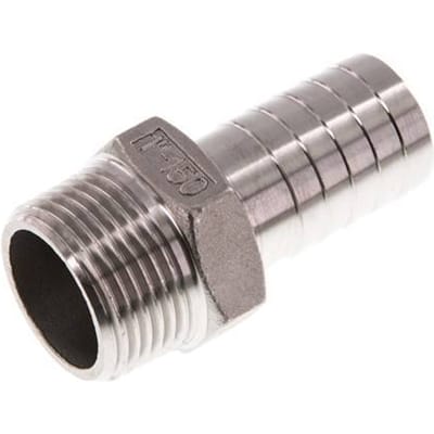R 1'' Buitendraad x 25mm RVS Slangpilaar 16 Bar