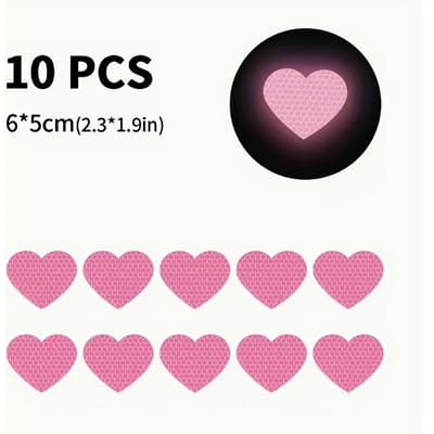 10 Stuks Hartslag Reflecterende Stickers, Zelfklevende Vinyl Stickers voor Auto, Motorfiets, Helm - Duurzaam en Waterdicht roze