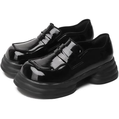 Japanse Loafers Dames Lente en Herfst Nieuw Niche Ontwerp Dikke Zool Muffin Kleine Leren Schoenen College Stijl Grote Teen Schoenen 40
