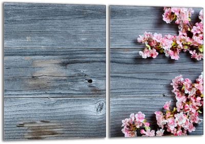 TMK ArtDeko - Glazen kookplaatbescherming - 2x 40x52 - Hartglas - Verkrijgbaar in Houtmotief