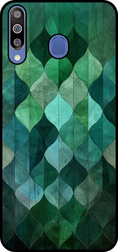 Smartphonica Telefoonhoesje Geschikt voor Samsung Galaxy M30 met groene bladeren opdruk - TPU backcover case green leaf design - Groen geschikt voor Samsung Galaxy M30