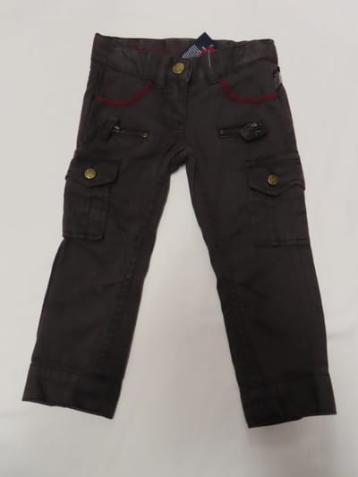 Lange broek - Meisjes - Bruin afgewerkt met rood - 2 jaar 92
