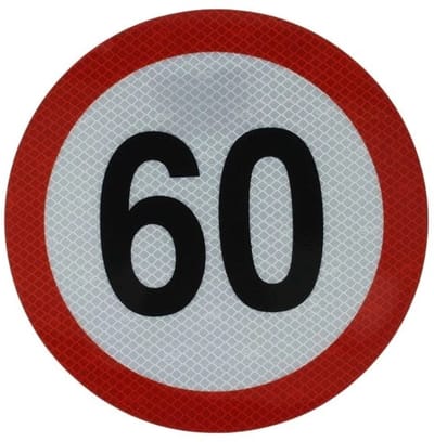 maximale snelheidssticker 60 km/h - snelheid sticker 200 mm - snelheidsbeperking sticker - klasse 2