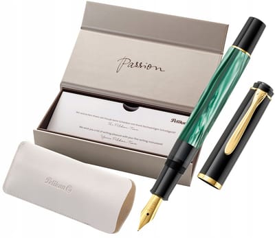 Pelikan Classic M200 Vulpen EF - Groen Marmer - Goud Verguld