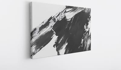 Saammp Canvas Schilderij - Zwart Wit Vegen - Abstract - 30x20 - Foto op canvas - Wanddecoratie - Muurdecoratie Woonkamer - Slaapkamer decoratie - Canvas Print