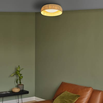 OSRAM Decor decoratieve plafondlamp met bamboe kap, 500mm, 28W, 1150lm, 3000K, 830 warm wit, IP20, bruin, LED niet vervangbaar