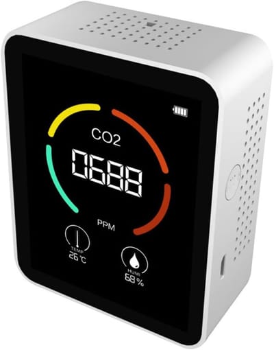 Luchtkwaliteit Monitor - CO2 Meter - Binnenklimaat Meten - 3-in-1 Functie - 88 x 70 x 35 mm - Wit