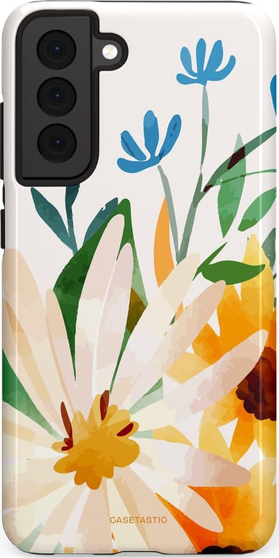 Casetastic Hoesje Geschikt voor Samsung S21 FE - Stijlvolle Beschermende Duo-layer Case - Veld vol zon
