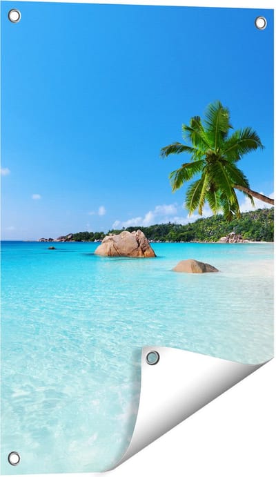 Gards Tuinposter Tropisch Strand en Zee - 40x60 cm - Tuindoek - Tuindecoratie - Wanddecoratie buiten - Tuinschilderij