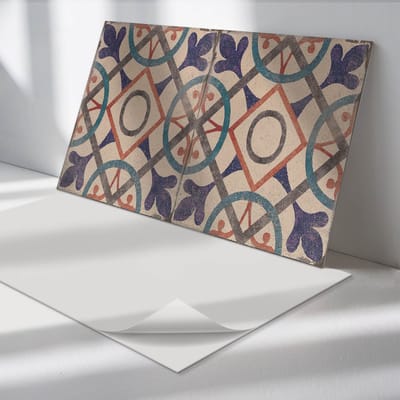 Wallfluent Vinyl Wandpaneel - Geometrisch patroon met cirkels Wandpaneel PVC - 100 cm x 50 cm - Blauw Vinyl Wandpaneel - Set van 1 - Rechthoekig Wandbekleding Vinyl - Texturen Wandpaneel - Zelfklevend Wandpaneel - Wandpaneel Keuken en Badkamer