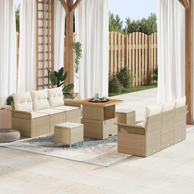 vidaXL - Tuinbank - Set - 9 - st - 8-Aantal - zitplaatsen - Beige - en - Crème