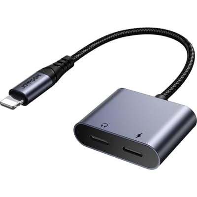 Joyroom 2-in-1 Audio adapter SY-L02 Lightning to Double Lightning (black) USB hub - Zwart