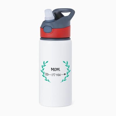 Hacebo® - mom I love you waterfles met rietje rood - Mama - de liefste moeder - Moeder cadeautjes - moederdag - verjaardag - geschenk - kado - water fles - 650ML