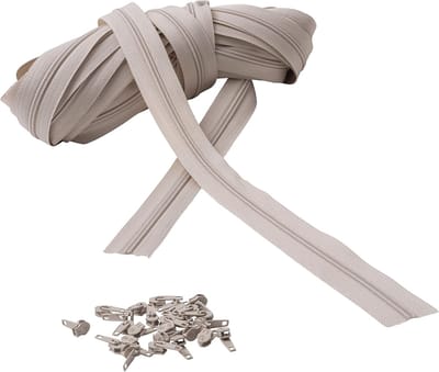 Ritssluiting Ketting - Naai Benodigdheden - Op Maat Maken - Inclusief Schuivers - 10 Meter 30mm - Beige