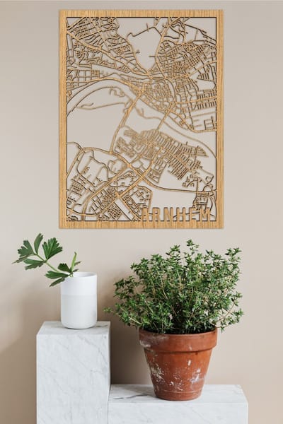 Houten Stadskaart Arnhem Eikenhout 100x75cm Wanddecoratie Voor Aan De Muur City Shapes