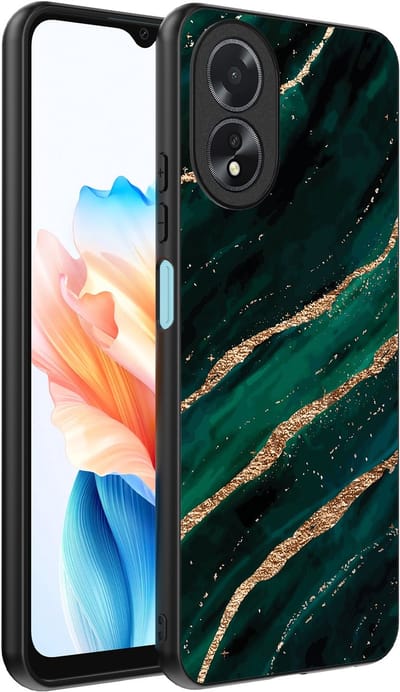 Smartphonica Telefoonhoesje Geschikt voor Oppo A18 met marmer opdruk - TPU backcover case marble design - Groen Goud geschikt voor Oppo A18