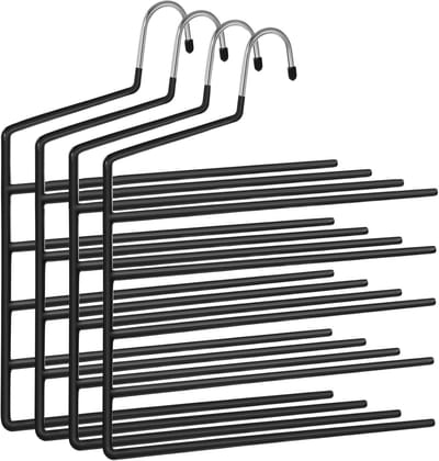 Famanu - Broekhangers multi level set van 4 met 5 stangen antislip en ruimtebesparend