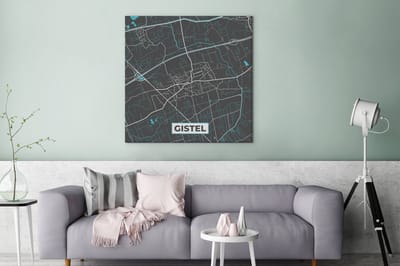 Canvas Schilderij Stadskaart – Grijs - Kaart – Gistel – België – Plattegrond - 90x90 cm - Wanddecoratie