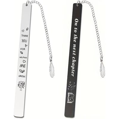 2 stuks Boekenlegger Dunne Sectie, Blad Hanger Student Leraar Dag Leraar Souvenir, Vakantiecadeau Gegraveerde Metalen Boekenleggers black