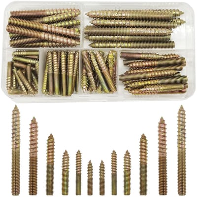 Dailygoods- Dubbelzijdige Schroeven 84 Stuks - M4/M5/M6 - Koolstofstaal - Zelfdoorborende - Verzinkt - Ideaal voor Houtbewerking - Houtschroeven
