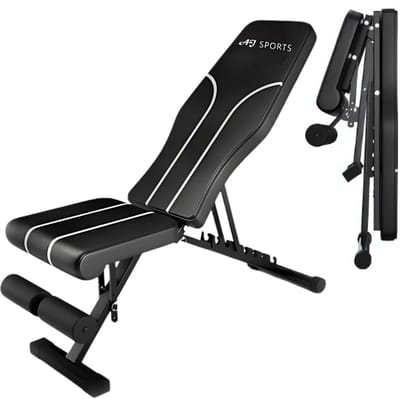 AJ-Sports Verstelbare Fitnessbank - Bench press - Halterbank - Bankdrukbank - Fitness bank - Trainingsbank - Bench - Fitness - Workout - Krachttraining - Licht en Robuust - Tot 300KG Belastbaar - Verstelbaar en Inklapbaar