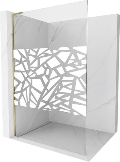 Mexen Kioto L Walk-in douchescherm 70 x 200 , wit patroon, goud - 800-070-103-50-85