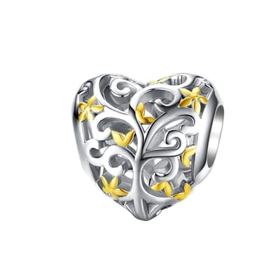 Hart tree of life goud bead | levensboom bedel | bedels voor armband | Zilverana | geschikt voor alle bekende merken | 925 zilver | moederdag