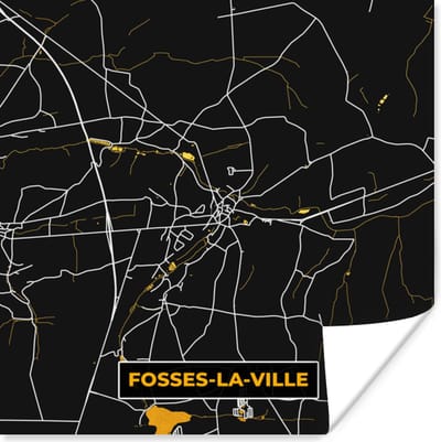 Poster Goud - Stadskaart - Plattegrond - Fosses-La-Ville - Kaart - 100x100 cm XXL