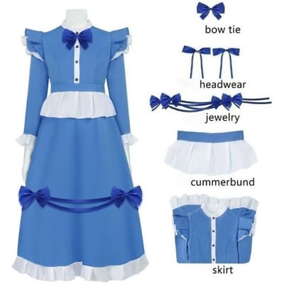 De Poppy Cosplay Kostuum Jurk Spel Bobi Cos Playtime Roodharig Meisje Vrouwen Meisjes Blauwe Dienstmeisjesjurk Lolita Halloween Feestjurk Kid-120 white