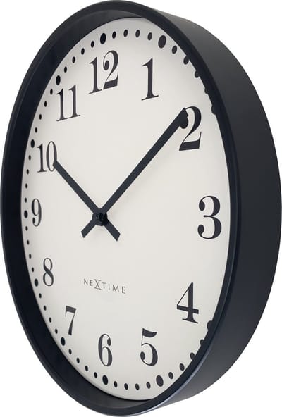 NeXtime Dickens – Wandklok – 30 cm – Plastic – Zwart/Wit – Stil