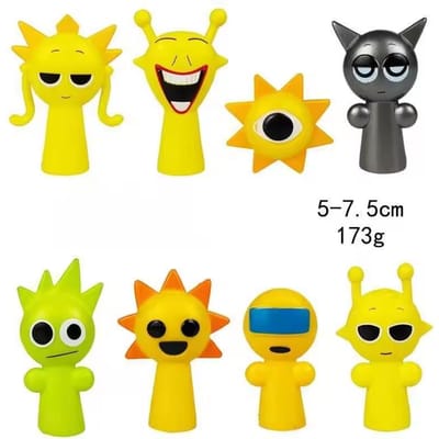 Opruiming Spronki Handgemaakte Poppen Set van 8 Leuk Spel Randmodel Ornament Mooie Ritme Doos yellow