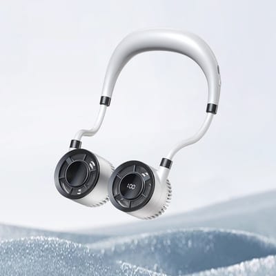 Ulisem - Nekventilator - 1500mAh oplaadbaar - 100 windsnelheden - Led display - 360° verstelbaar - Type-C - 2-10 uur batterij - Wit - 32 cm lang - Wit