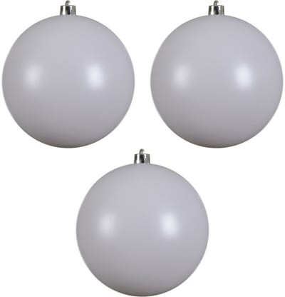 Decoris Kerstbal - 3x - wit - groot - 20 cm - kunststof - mat - kerstversiering