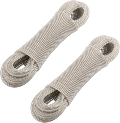 Wasknijperlijn Set - Waslijn Buiten - Kleding Drogen - Extra Sterk Staalkern - 2x 30 Meter - Transparant