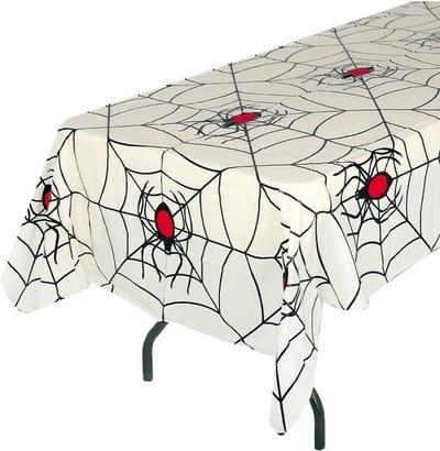 Fiestas Guirca Halloween thema tafelkleed spinnenweb - wit - plastic - 135 x 270 cm