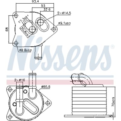 Olie radiator, automatische versnellingsbak NISSENS 91396