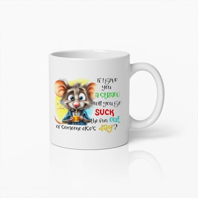 Grappige Muis Cartoon Mok met Sarcastische Tekst – Uniek Cadeau voor Koffie- en Theeliefhebbers
