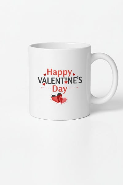 Happy Valentine's Day Mok met Hartjes Design - Valentijnscadeau Liefde Koffiemok