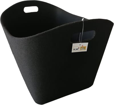 Vilten Opbergmand - Houtmand - Haardhout Opslag - Robuuste Constructie - 50x30x30 cm - Zwart