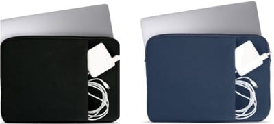 Coverzs bundel van 2 Laptophoezen 15,6 inch - Zwart & Donkerblauw - Laptoptas dames / heren geschikt voor o.a.14 & 15,6 inch Macbook & Chromebook - geschikt voor macbook hoes met ritssluiting - waterafstotende hoes