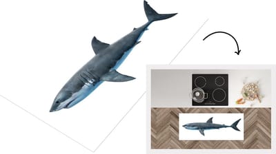Keukenloper - Loper keuken - Haai - Illustratie - Wit - 120x50 cm - Keukenloper vinyl