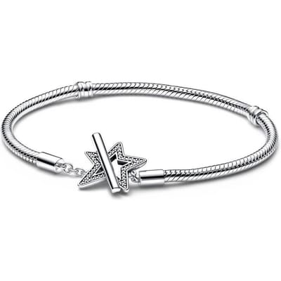 Originele Shooting Star Sluiting Signature T-Bar Sluiting Slangenketting Armband Geschikt 925 Sterling Zilveren Bedel DIY Sieraden 18cm gray