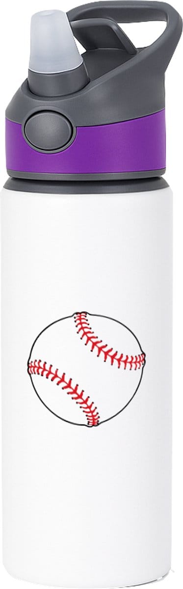 Hacebo® - Honkballer waterfles met rietje paars - Honkbal - Honkballers - Sport - balsport - cadeau - water fles - 650ML